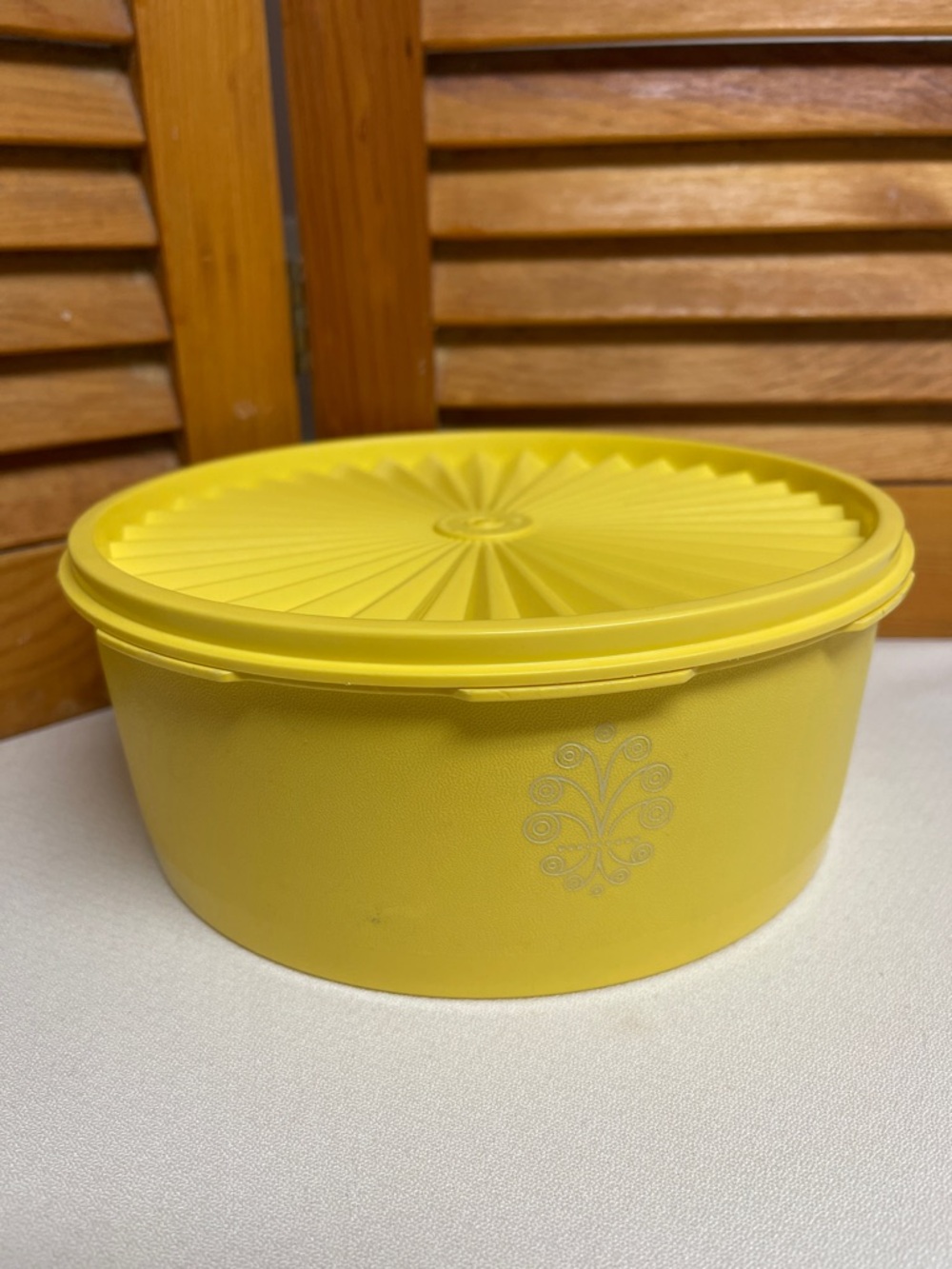 Vintage Tupperware Yellow Round Food Container